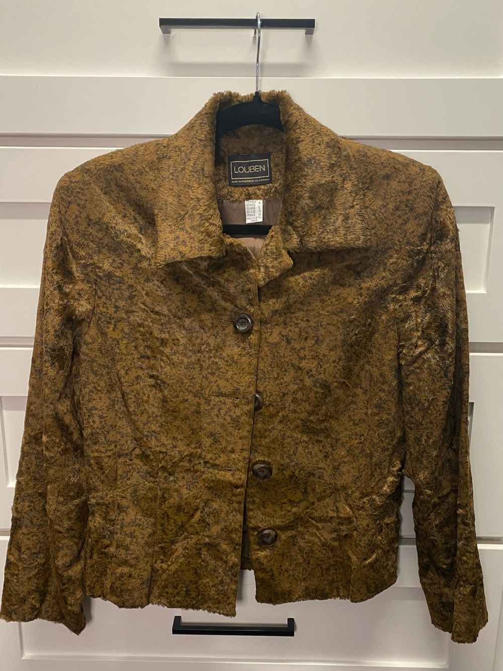 Louben Brown Textured Button-Front Blazer